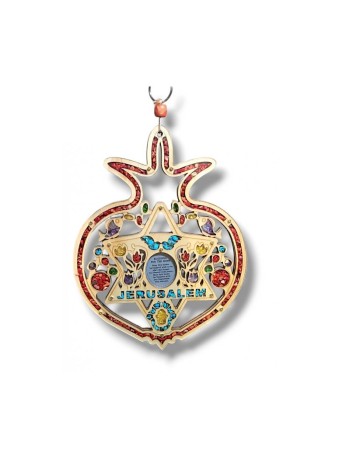 Pomegranate Home Blessing for Wall with Colored Sto... | Wall Hangings