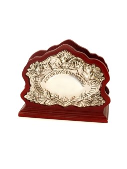 Birkon et porte-serviettes plaqués bois et argent | Décorations de table
