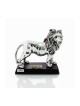 Lion de Juda plaqué argent avec accents dorés sur support en bois... | Figurines