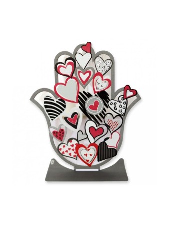 Dorit Judaica Sculpture Hamsa sur pied Rouge Blanc... | Hamsa en métal