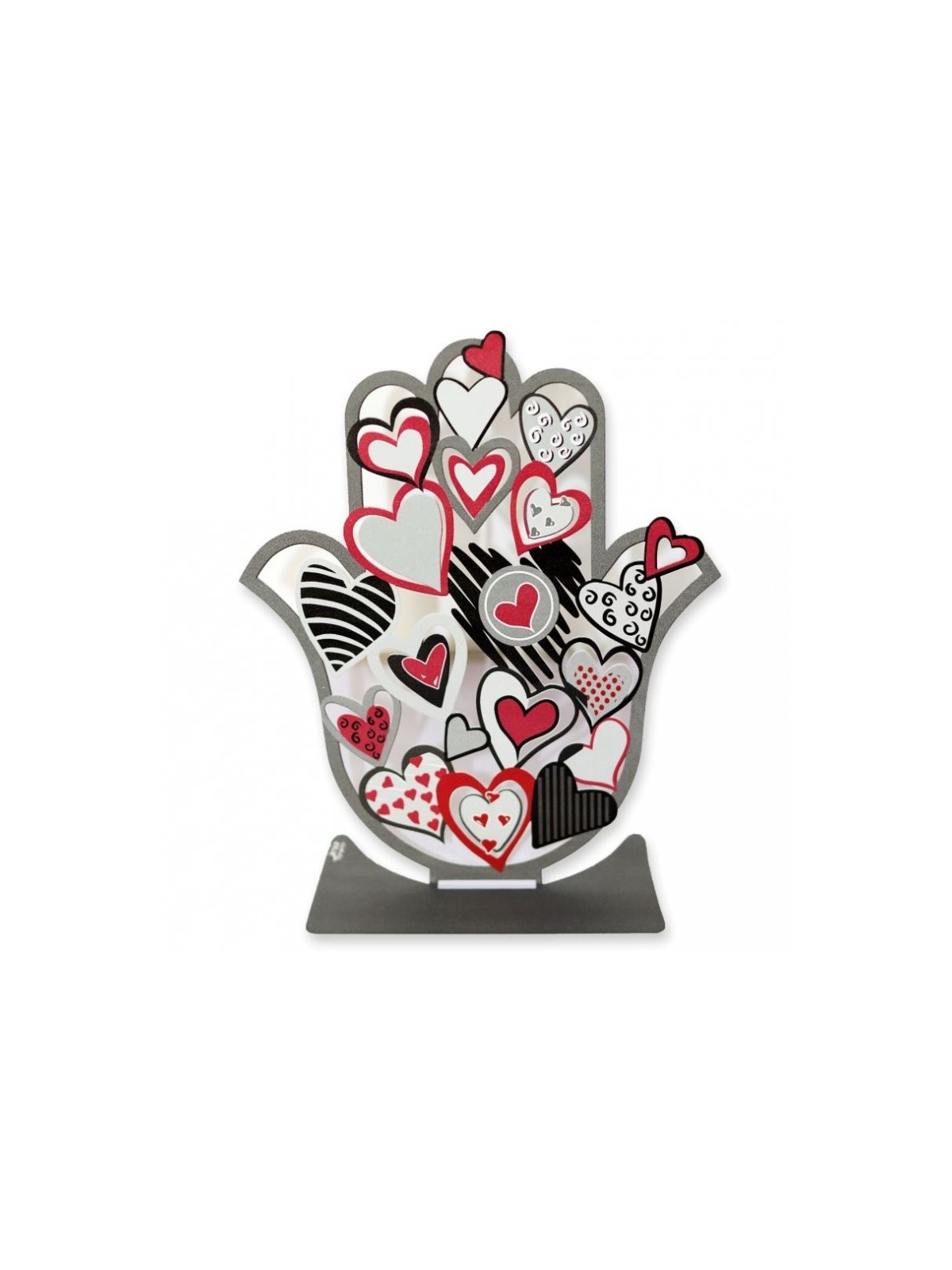 Dorit Judaica Sculpture Hamsa sur pied Rouge Blanc... | Hamsa en métal