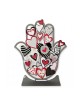 Dorit Judaica Sculpture Hamsa sur pied Rouge Blanc... | Hamsa en métal