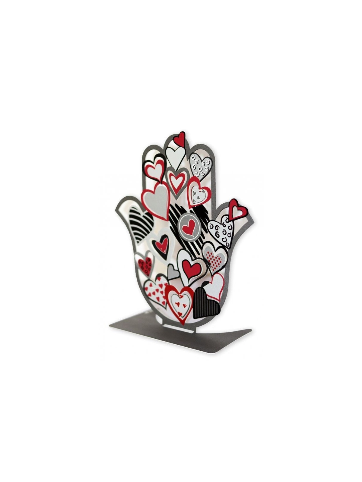 Dorit Judaica Sculpture Hamsa sur pied Rouge Blanc... | Hamsa en métal