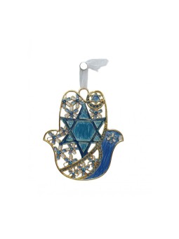 Étoile de David et fleurs brillantes à suspendre au mur Hamsa... | Hamsa en métal