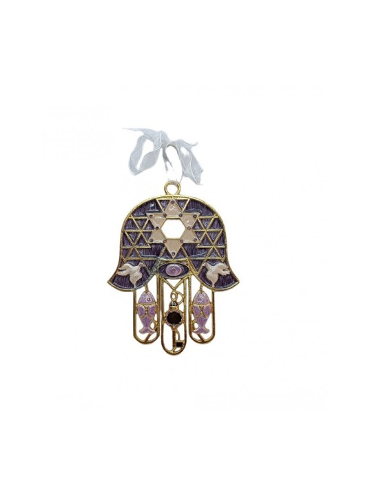 Brillant Hamsa Tenture murale Poisson Clé Colombe Étoile de Dav... | Hamsa en métal