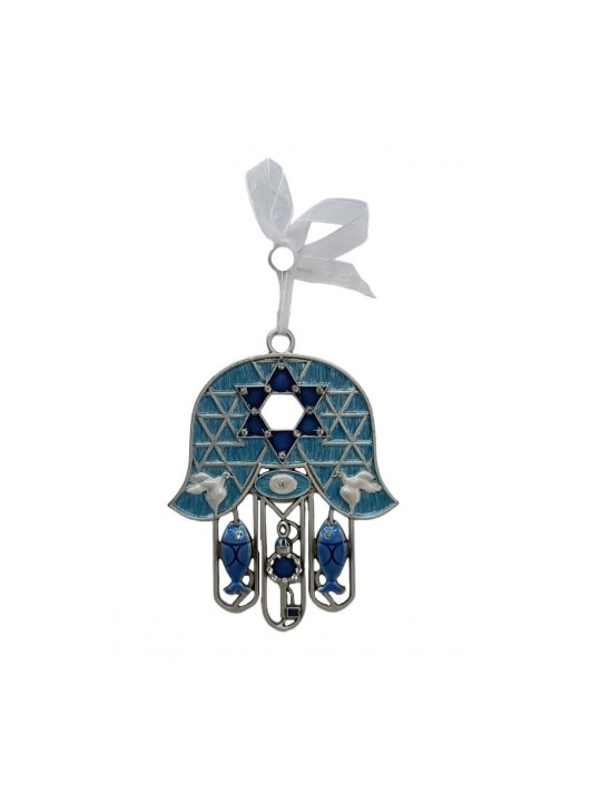 Brillant Hamsa Tenture murale Poisson Clé Colombe Étoile de Dav... | Hamsa en métal