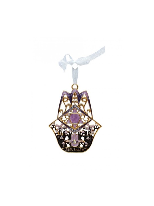 Décoration murale brillante Hamsa à suspendre Images de Jérusalem Étoile de... | Hamsa en métal