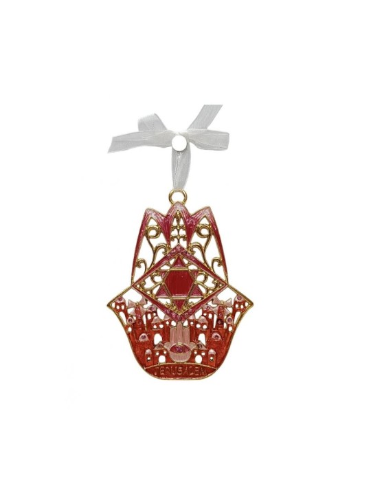 Décoration murale brillante Hamsa à suspendre Images de Jérusalem Étoile de... | Hamsa en métal