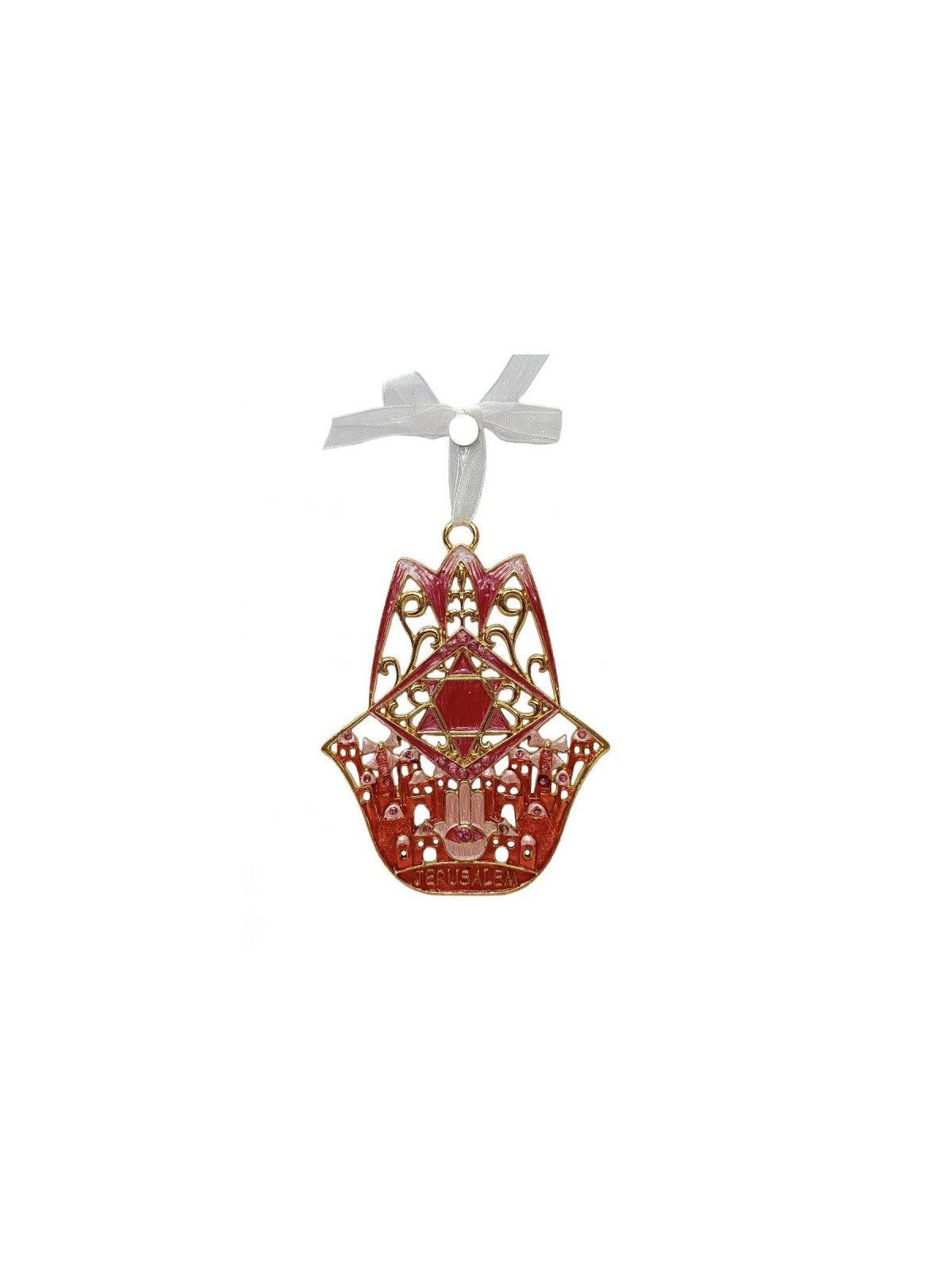 Décoration murale brillante Hamsa à suspendre Images de Jérusalem Étoile de... | Hamsa en métal