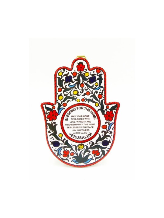 Ceramic Wall Hamsa with Flowing Colorful Flower... | Table Decorations