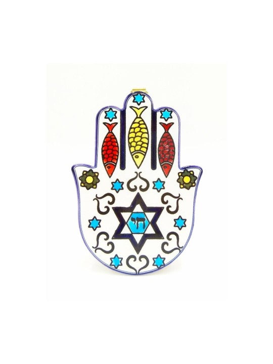 Ceramic Wall Hamsa with Oriental Chai Design | Table Decorations