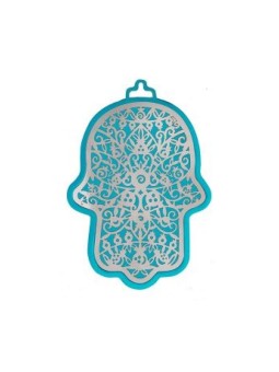 Yair Emanuel Wall Hamsa Overlay of Cutout Pomeg... | Hamsas by Emanuel