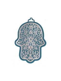 Yair Emanuel Wall Hamsa Overlay of Cutout Pomeg... | Hamsas by Emanuel