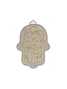 Yair Emanuel Wall Hamsa Overlay of Cutout Jerus... | Hamsas par Emanuel