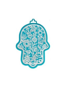 Yair Emanuel Wall Hamsa Overlay of Cutout Flora... | Hamsas by Emanuel