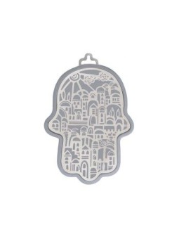 Yair Emanuel Wall Hamsa Overlay of Cutout Jerus... | Hamsas by Emanuel