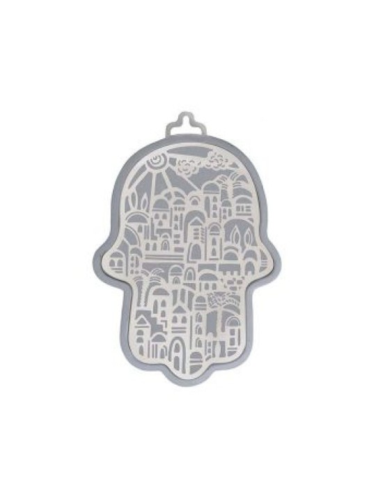 Yair Emanuel Wall Hamsa Overlay of Cutout Jerus... | Hamsas par Emanuel