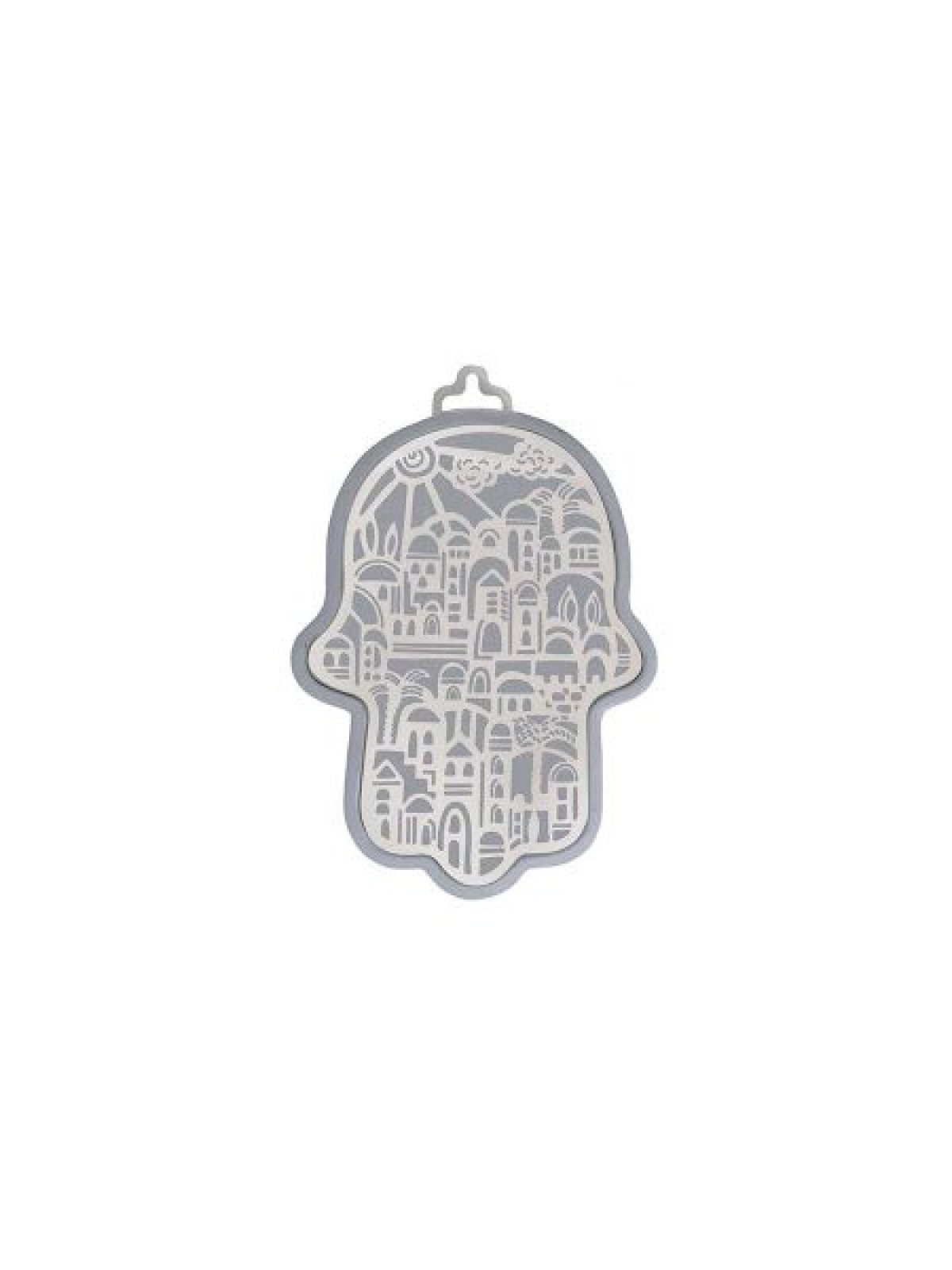 Yair Emanuel Wall Hamsa Overlay of Cutout Jerus... | Hamsas par Emanuel