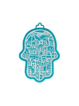 Yair Emanuel Wall Hamsa Overlay of Cutout Jerus... | Hamsas par Emanuel