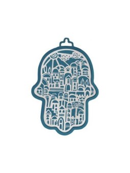 Yair Emanuel Wall Hamsa Overlay of Cutout Jerus... | Hamsas par Emanuel