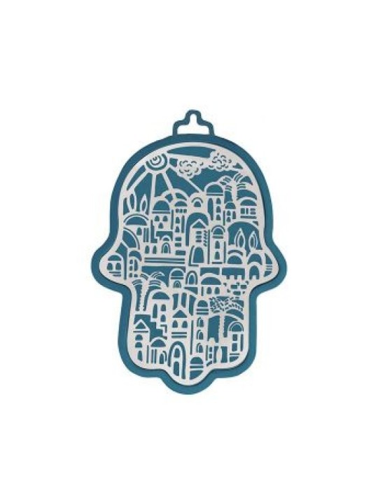 Yair Emanuel Wall Hamsa Overlay of Cutout Jerus... | Hamsas par Emanuel