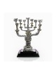 Menorah décorative à 7 branches plaquée argent avec accessoires dorés... | Figurines