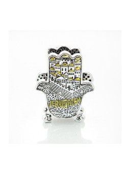 Porte-cartes de visite plaqué argent avec détails dorés... | Décorations de table