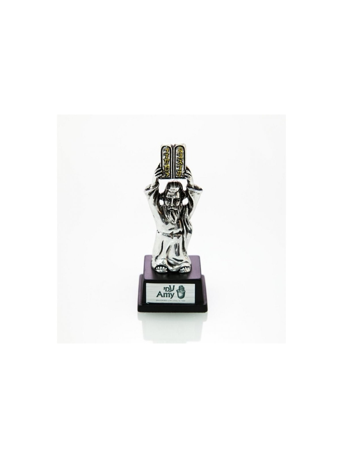 Petite figurine sur socle en bois Moïse et les dix commandements | Figurines
