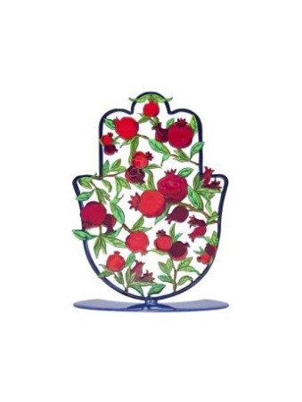 Yair Emanuel Hamsa Sculpture on Stand Red Pomeg... | Table Decorations