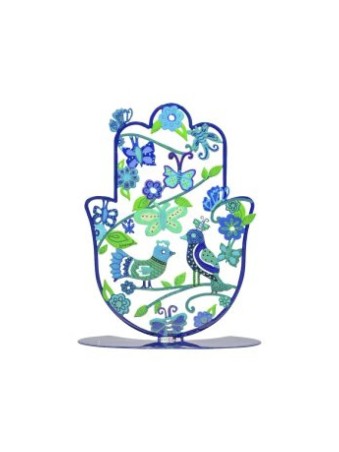Yair Emanuel Large Hand Painted Hamsa on a Base... | Table Decorations