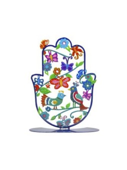 Yair Emanuel Large Hand Painted Hamsa on base %... | Table Decorations