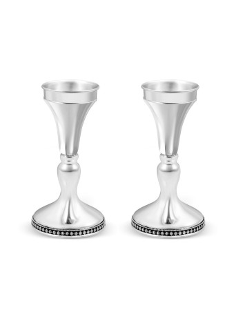 Sterling Silver Shabbat Candlesticks Smooth with S... | Silver Judaica