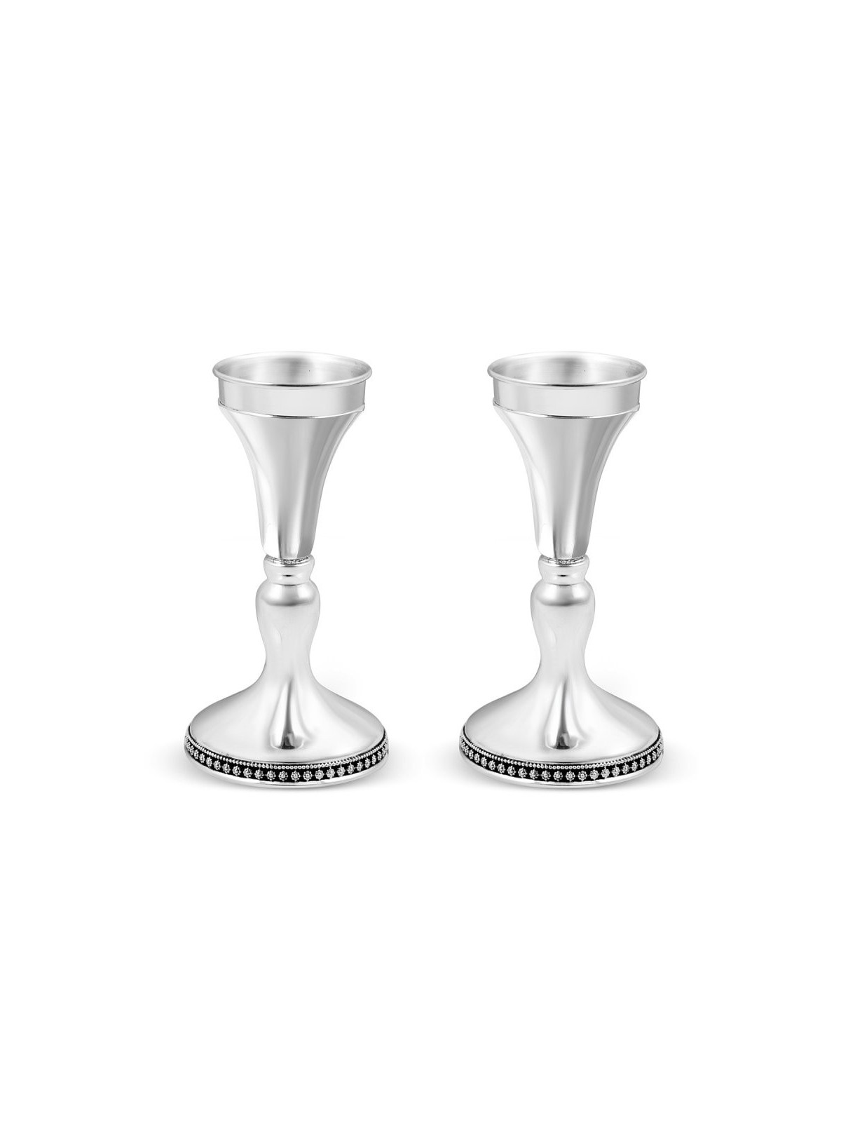 Bougeoirs de Shabbat en argent sterling lisses avec... | Judaïka en argent
