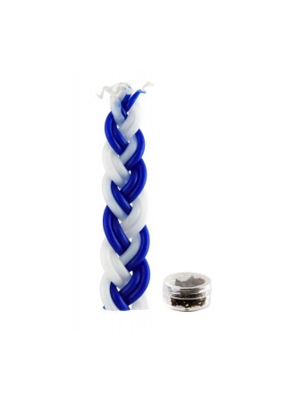 Mini deux en un tressé bleu et blanc Havdalah... | Bougies de la Havdala