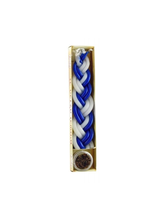 Mini Two in One Braided Blue and White Havdalah ... | Havdalah Candles