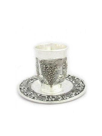 Silver Plated Kiddush cup Grapes Design w... | Jewish Gift from Israel