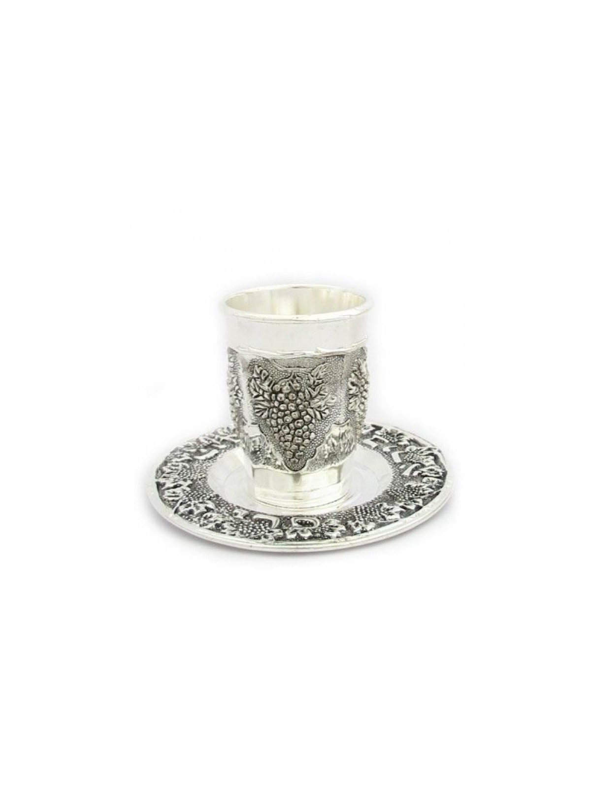 Coupe de Kiddouch plaquée argent Raisins Design avec... | Cadeau juif d'Israël