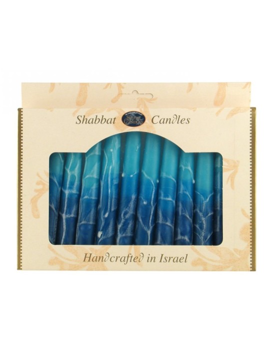Decorative Handmade Galilee Shabbat Candles Blue ... | Sabbath Candles