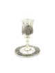 Coupe de Kiddouch plaquée argent sur tige de raisin... | Cadeau juif d'Israël