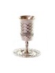 Silver Plated Kiddush Cup on Stem with Ma... | Jewish Gift from Israel