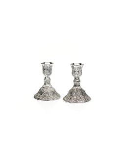 Petits chandeliers de Shabbat plaqués argent... | Chandeliers traditionnels