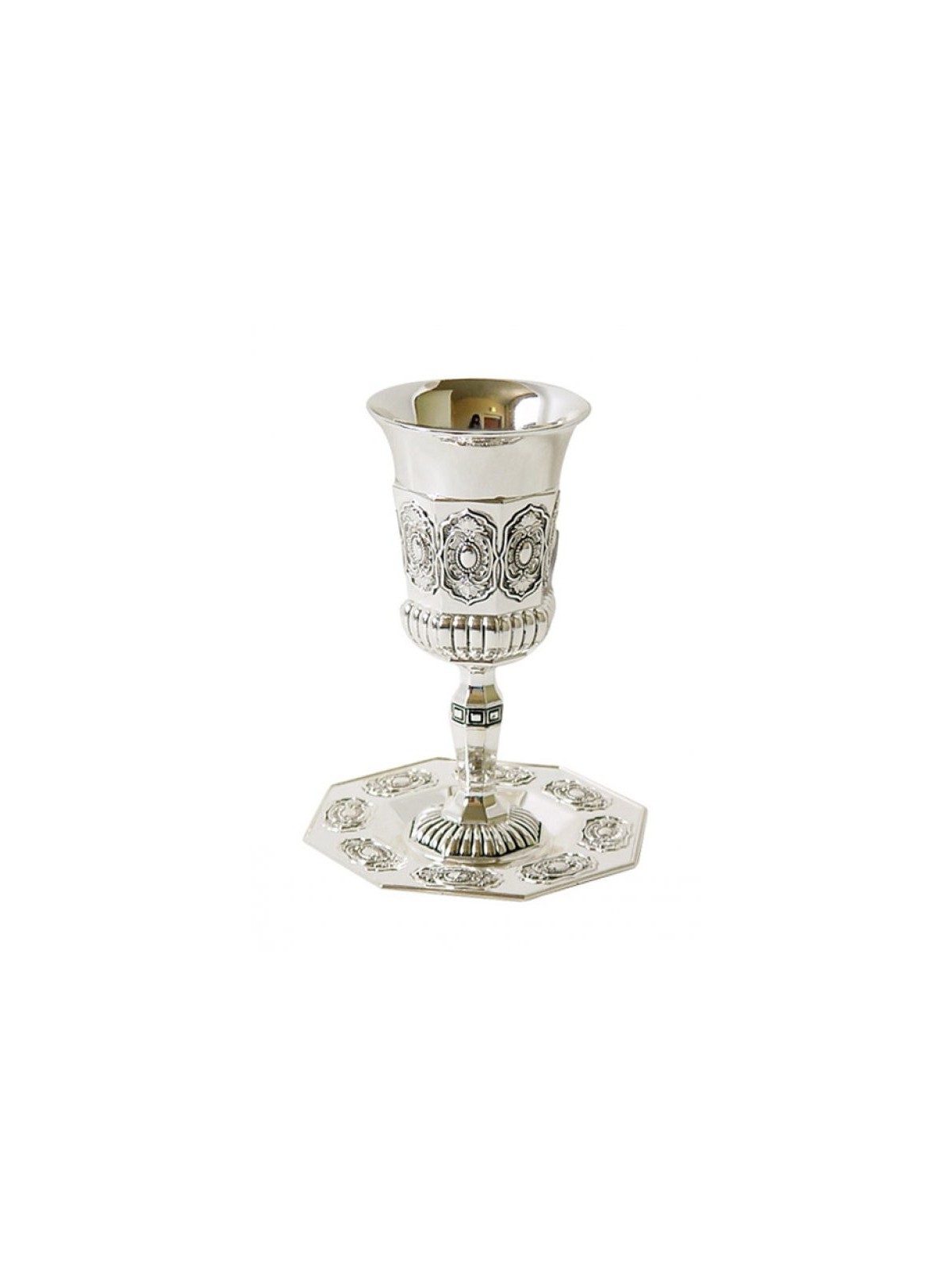 Coupe de Kiddouch plaquée argent sur tige avec Ma... | Cadeau juif d'Israël