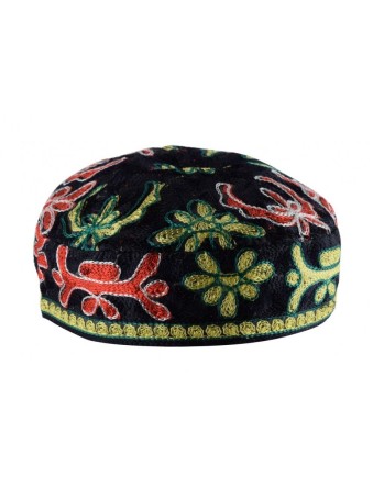Kippa brodée à la main bucharienne noire | Meilleures ventes