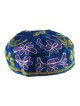 Kippa brodée à la main buchariane bleue | Kippa Buchari