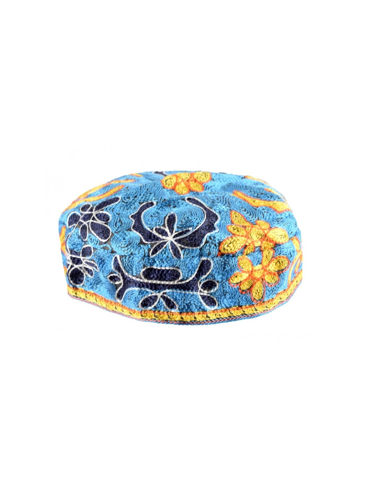 Kippa brodée à la main bucharian bleu clair | Kippa Buchari