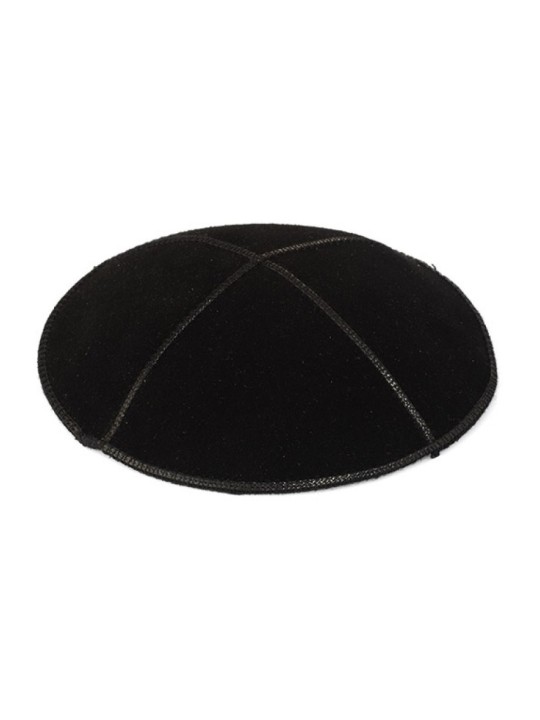 Black Suede Kippah with Black Trimming | Suede Kippah