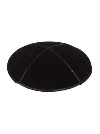 Kippa en daim noir avec garniture noire | Kippa en daim