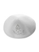 Breslev en daim blanc comme une kippa avec des motifs brodés... | Kippa en daim