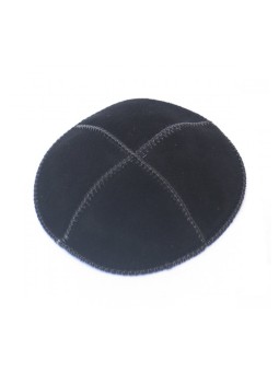 Kippa en daim noir à quatre panneaux kippa | Kippa en daim