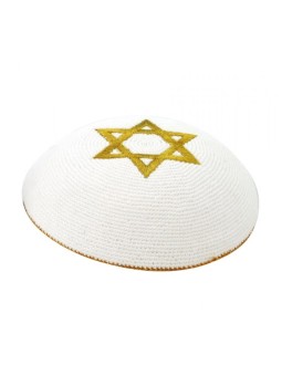 Kippa tricotée Étoile d’Or de David | Kippa tricotée